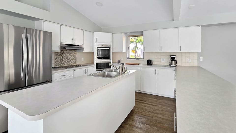 Kitchen has plenty of prep space for cooking