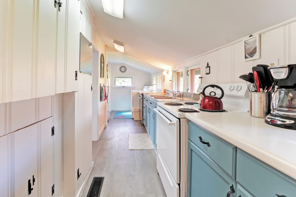 Galley style kitchen.