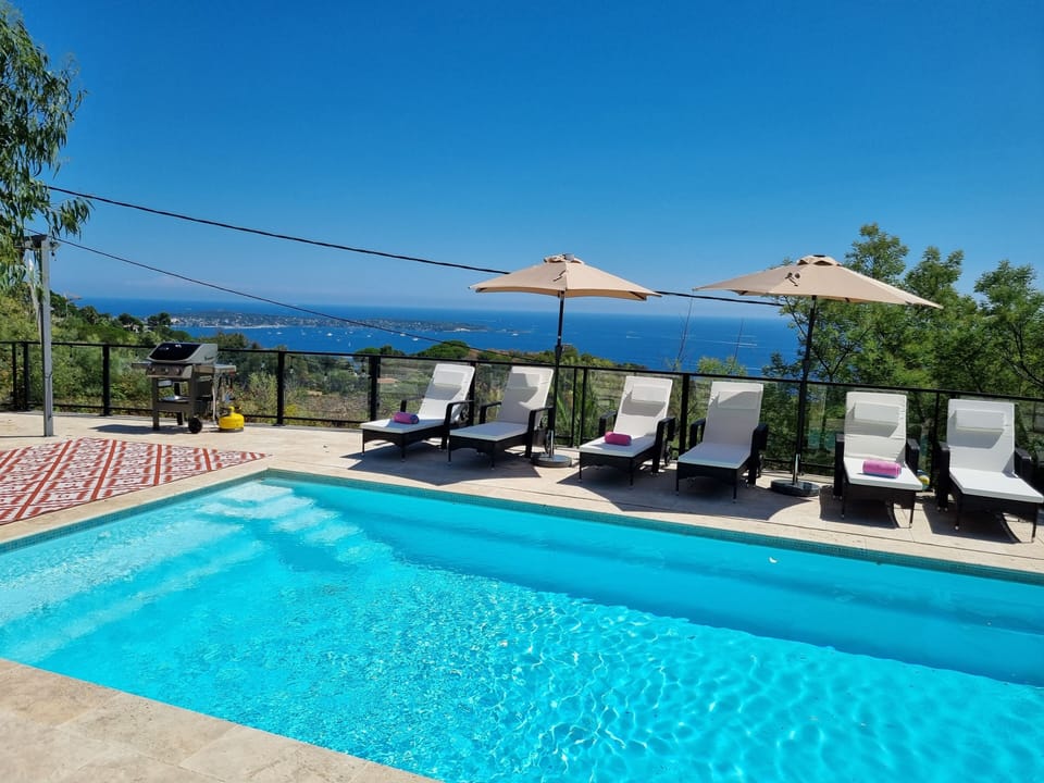 Pool area with view of Antibes