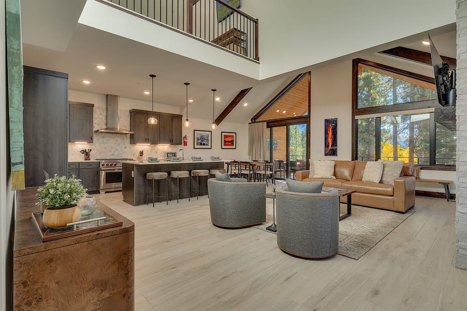 Living, kitchen, and dining area
