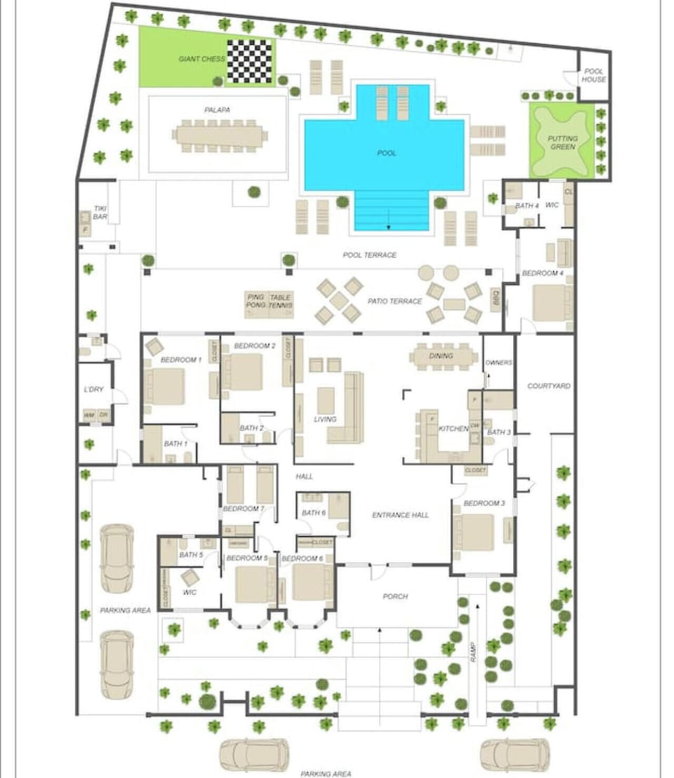Floor and garden plan - lots of private space just 5 minutes walk from the beach or Ritz hotel
