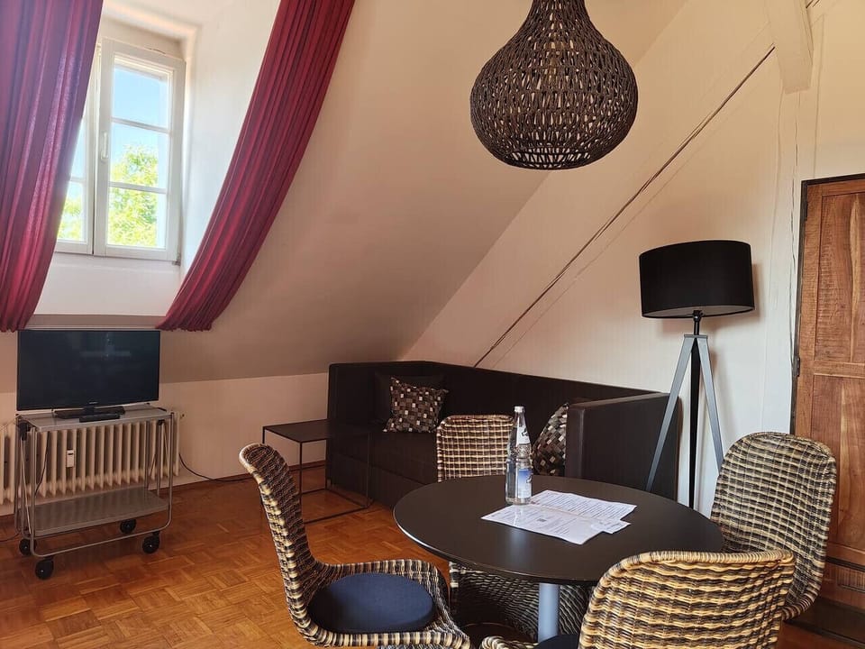 Bright loft studio with bed and dining area in Konstanz