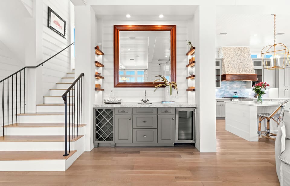 Grocery delivery is available to stock the wet bar for your arrival