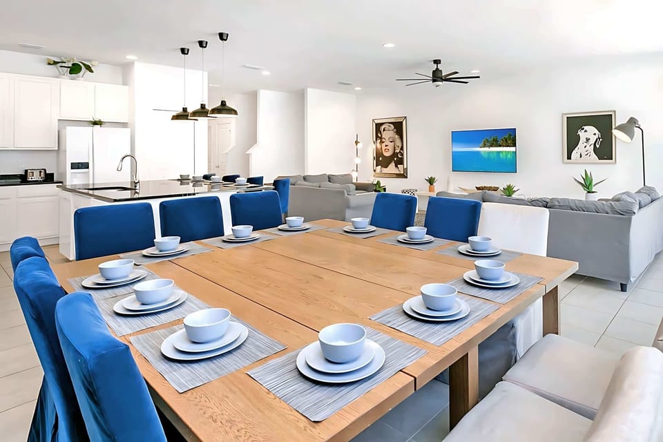 Elegant Dining Area With Seating For 12 And Modern Open Concept Design