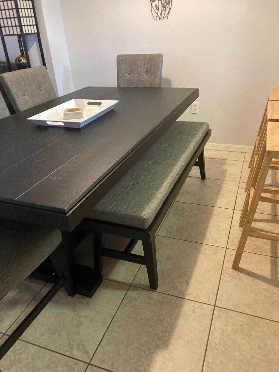 Ground Floor | Formal Dining | Elegant & Versatile
This elegant dining space offers comfortable seating for six, featuring a mix of upholstered chairs and a sleek bench that blends style and practicality for shared moments.