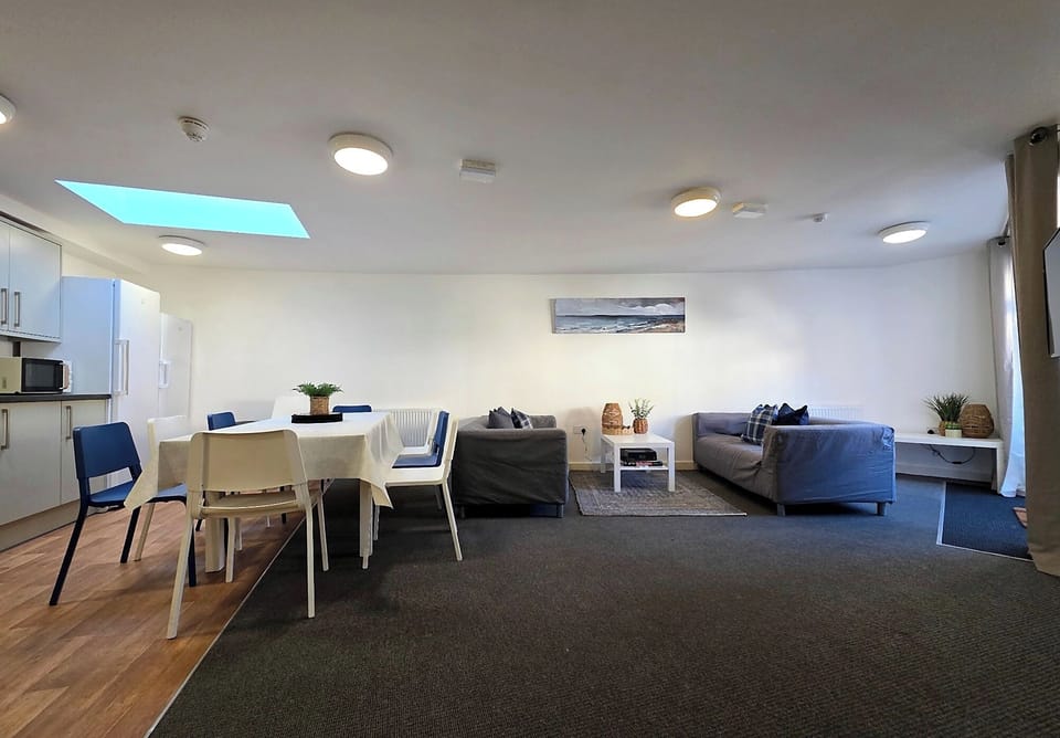 Open plan kitchen, dining and lounge area on the ground floor.