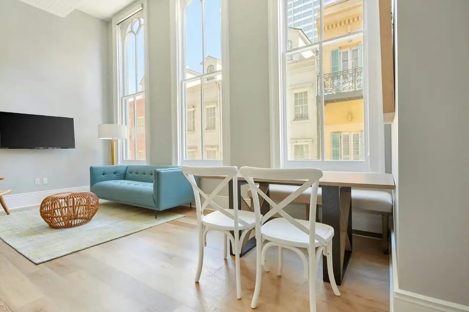 The open-concept living area offers a seamless flow from living to dining area.