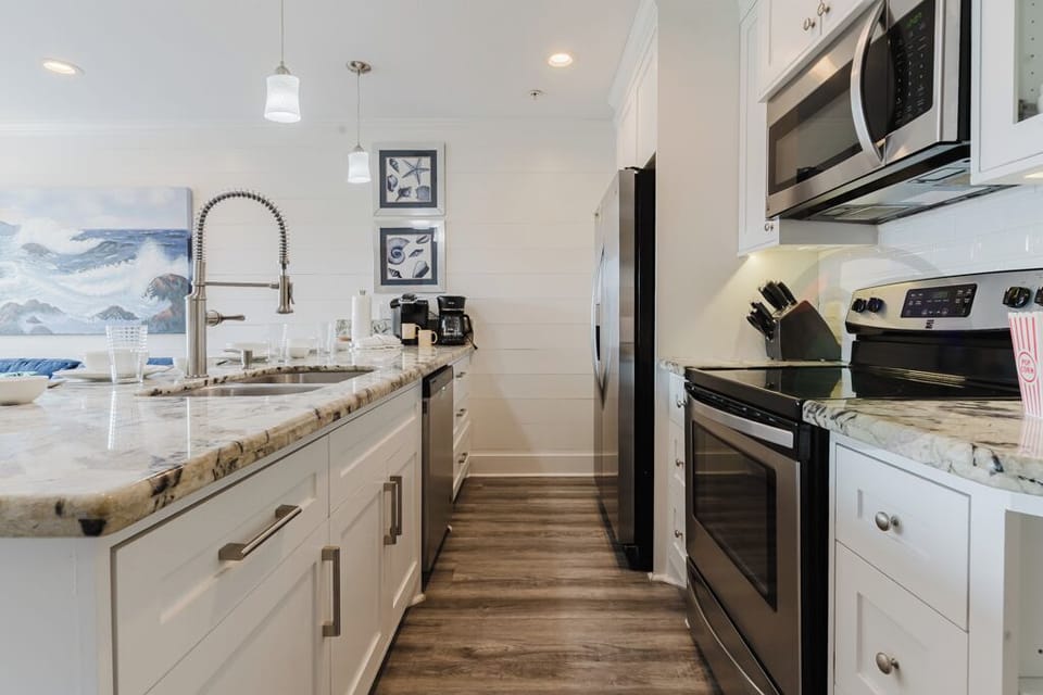 Full-sized stainless appliances