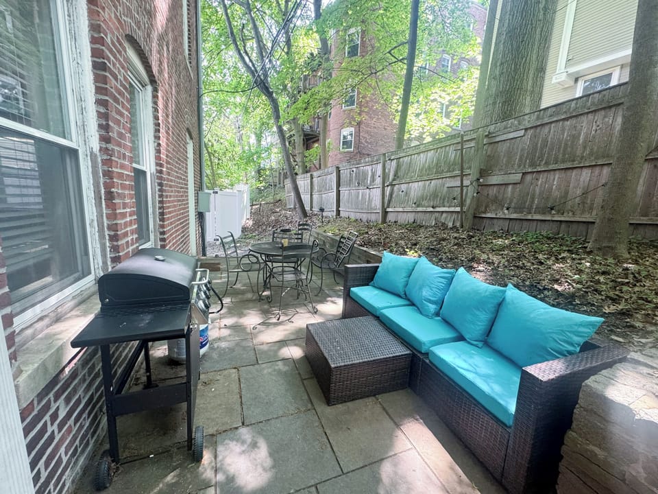 Outdoor sofa and table with bbq