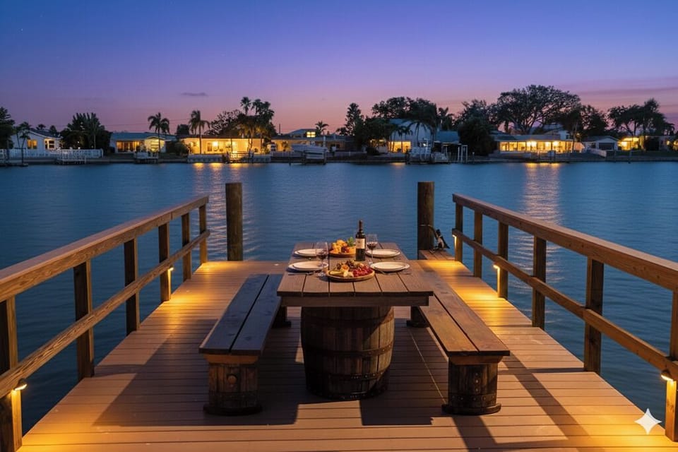 Dockside Tavern – Swap sea tales and toast the sunset out on the dock.
