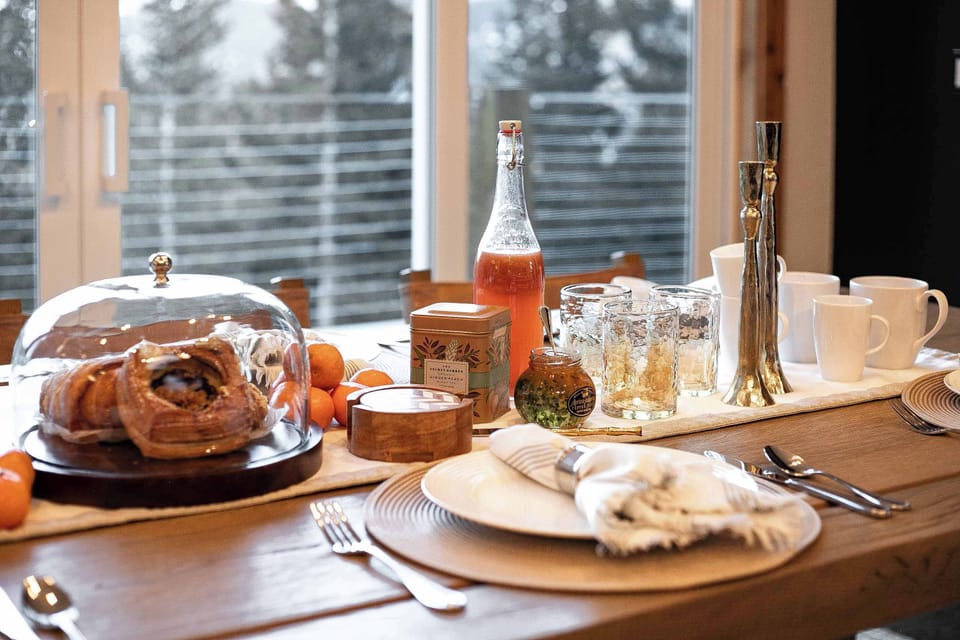 Slow mountain mornings with coffee and fresh pastries.