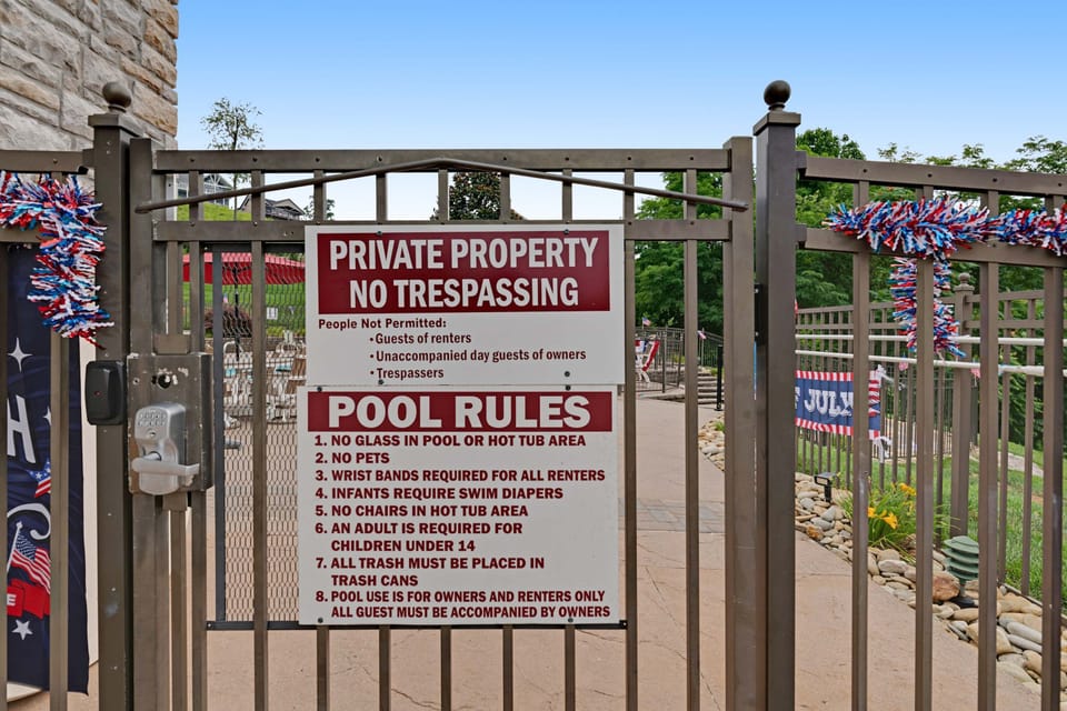 Enjoy a splash of fun in our private pool oasis,  rules in place for everyone’s safety!