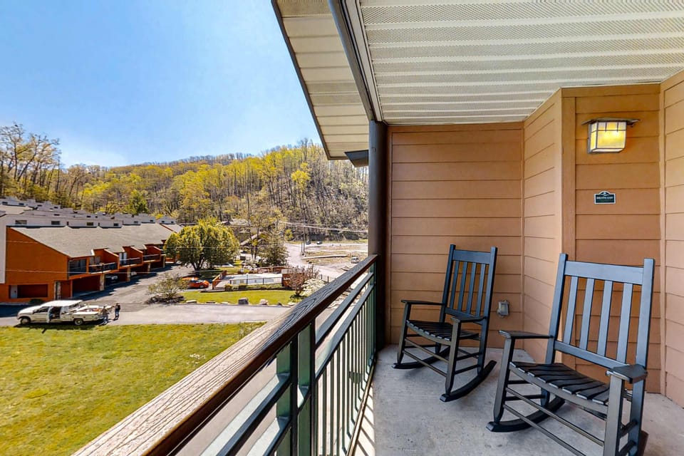 Savor stunning mountain views from your private rocking chairs!