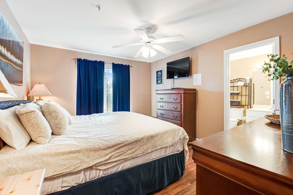 Unwind in a stylish room with plush bedding and peaceful views just outside!
