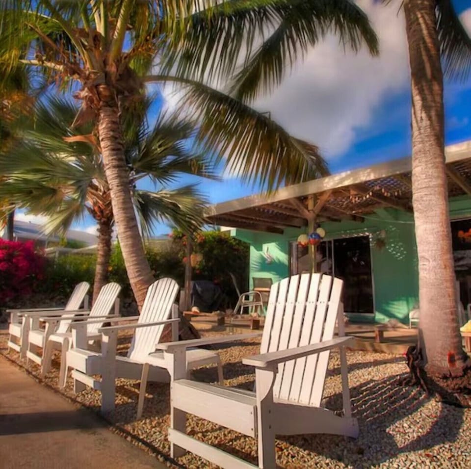 View of the patio from the dock.