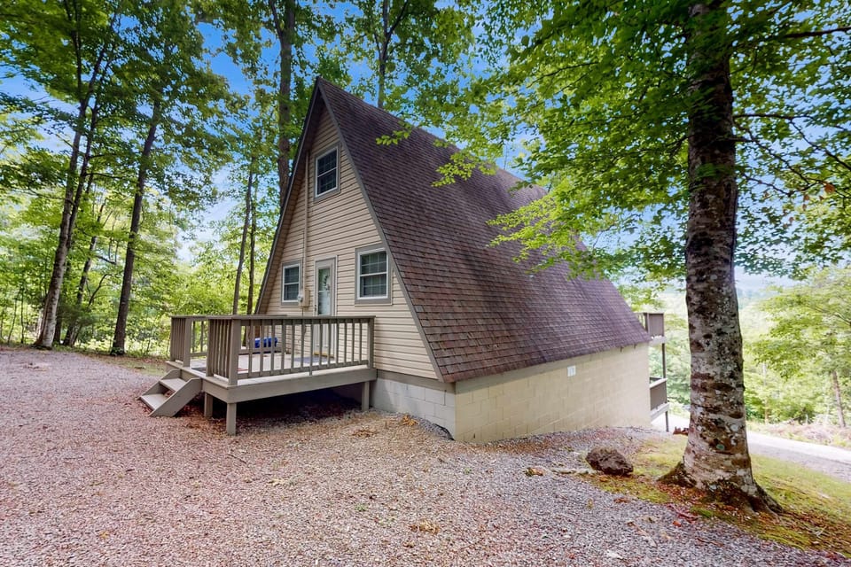 Charming A-frame Retreat nestled in nature, unwind on the deck with stunning woodland views!