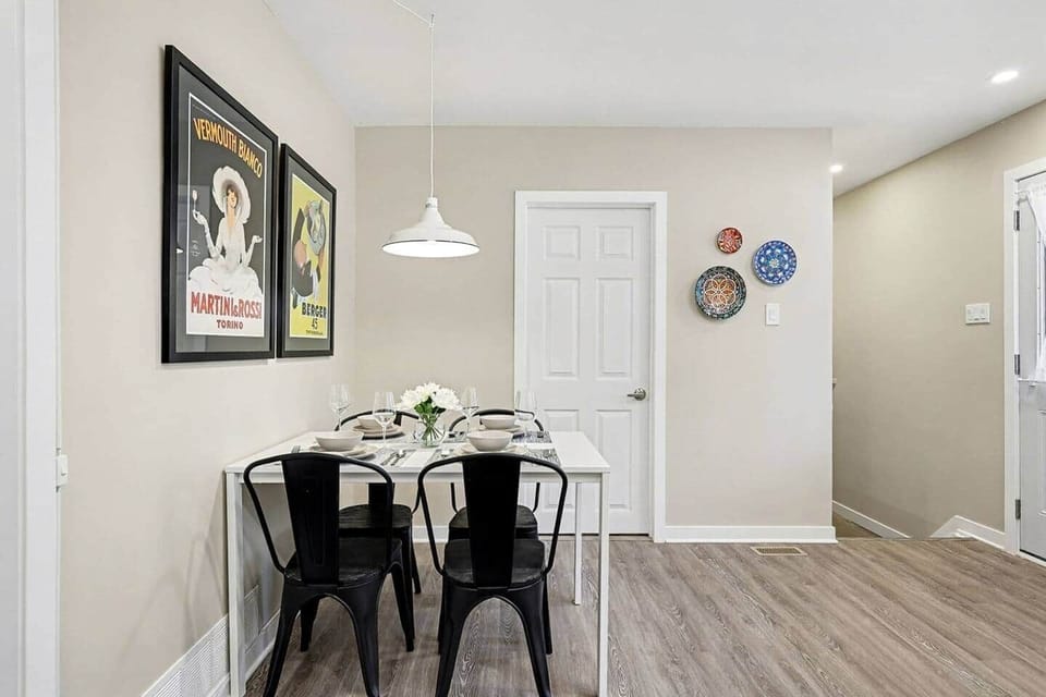 Stylish open-concept dining and living area in our Ottawa duplex.