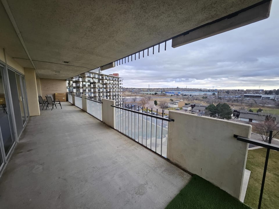 Balcony from the living area- looking East towards the Master Bedroom & city view