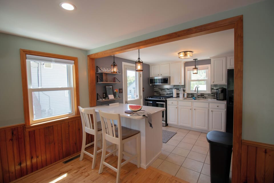 Bright and spacious kitchen fully stocked with all the essentials.