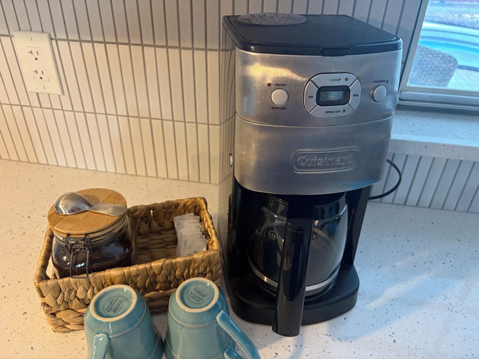 Enjoy your morning coffee. Starter pack of grounds and sugar/creamer