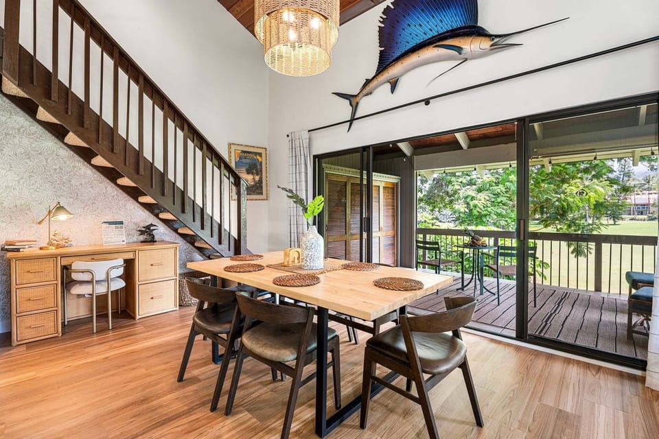 Gather for meals in this inviting indoor dining area