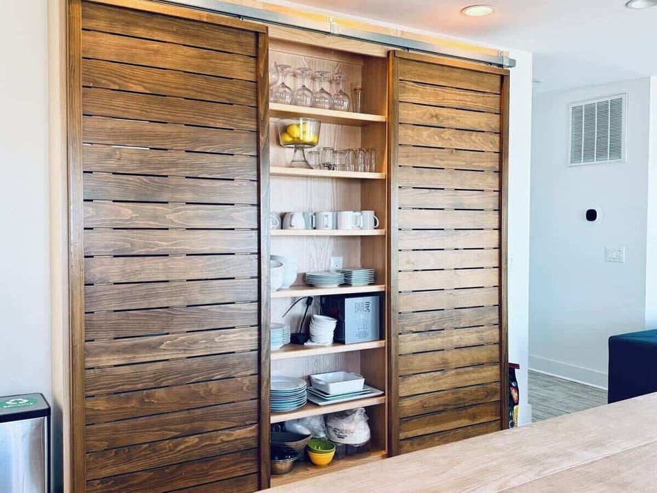 Bright bathroom w/ clean finishes & a fresh, airy feel.