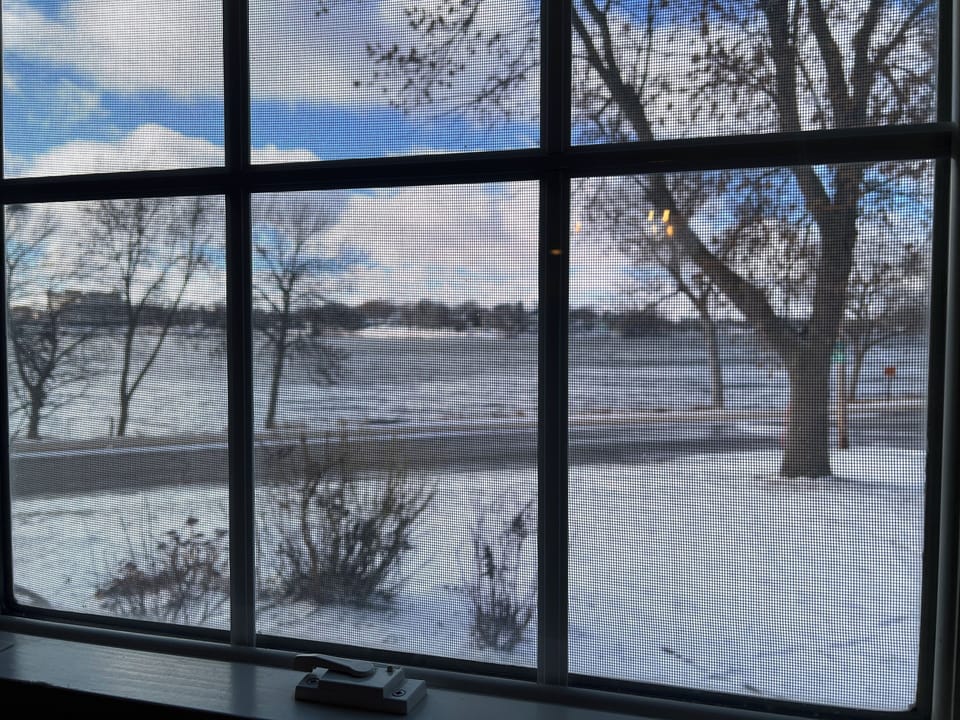Lake view from the open dining room and kitchen area. 