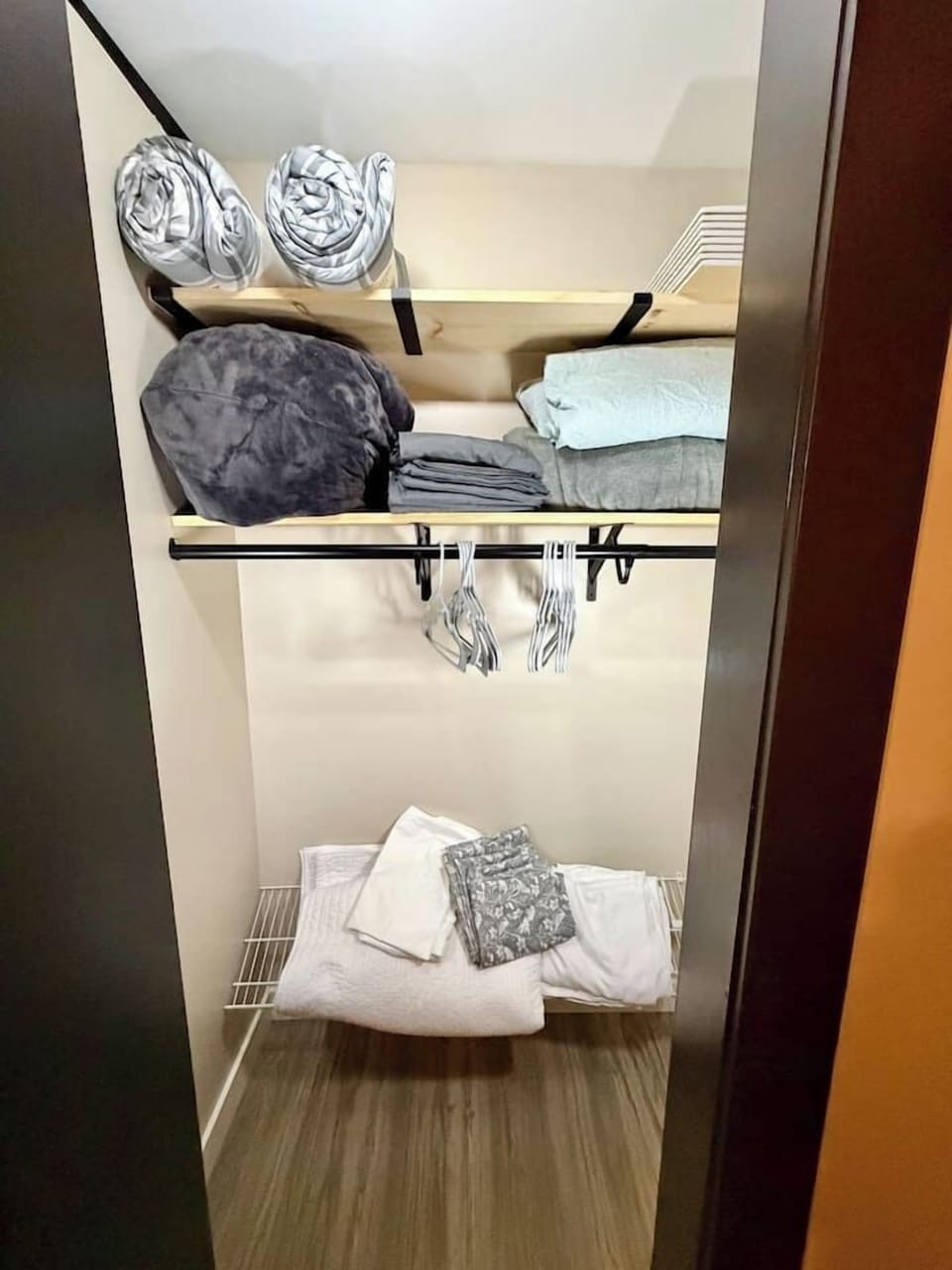 extra blankets, pillows in the closet downstairs