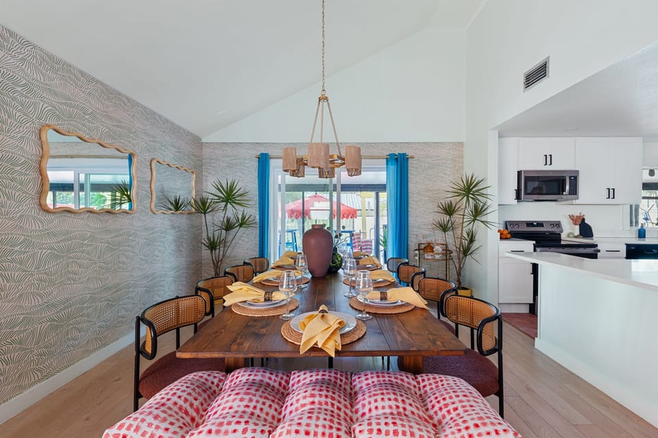 Gather everyone—dining table seats 10 comfortably for meals, games, and celebrations