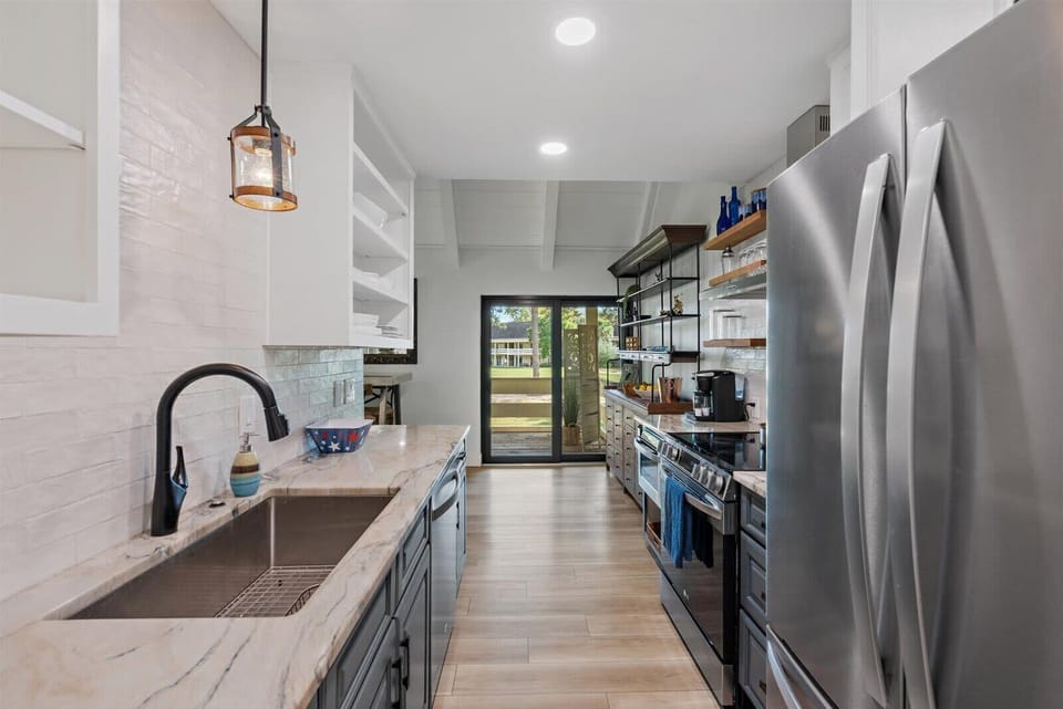 Newly remodeled kitchen with stainless steel appliances
