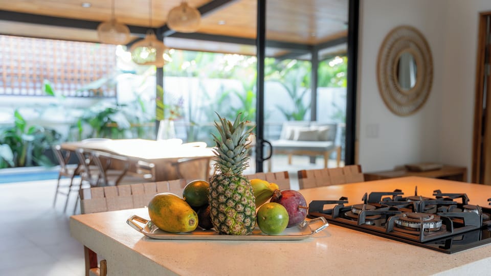 Ample counter space and high-end appliances make cooking a joy