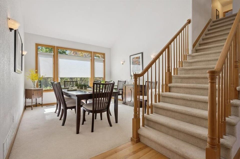 Dining room table seats 8.