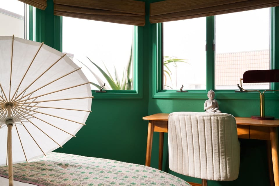 A light-filled workspace with soft textures and peaceful details, perfect for morning journaling or quiet moments.