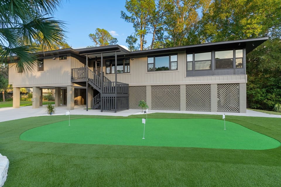 Front view of property with mini golf course!