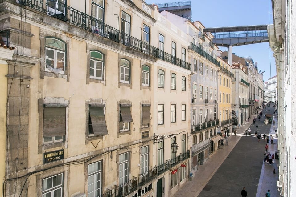 View to Rua do Carmo and Elevador de Sta Justa bridge from the living room window!