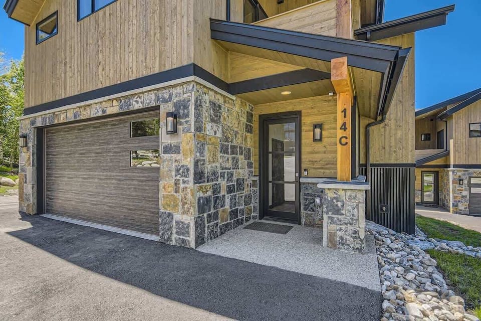 Front door and garage.