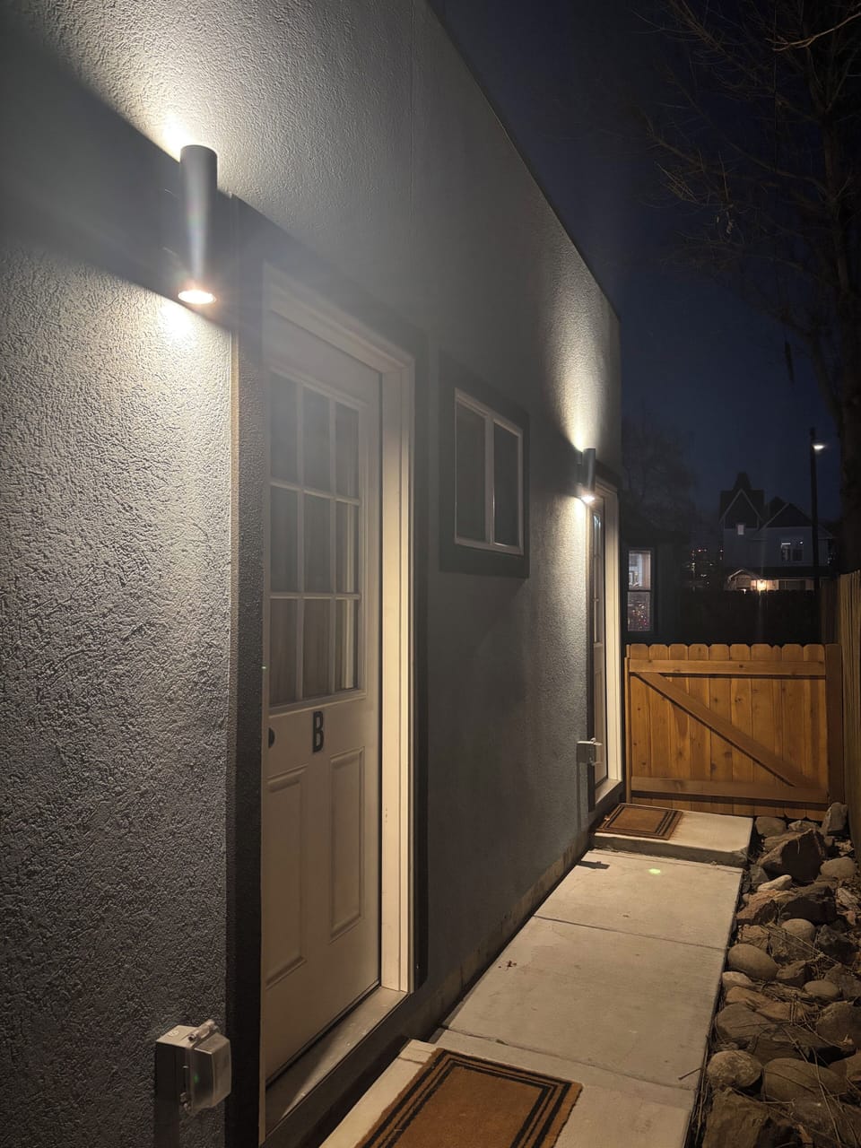 Private access to the studio.  Well lit path & monitored via security cameras.