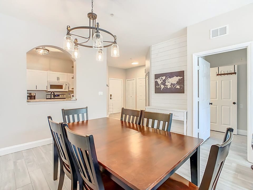 Inviting dining area with seating for the whole group, perfect for shared meals and gatherings.