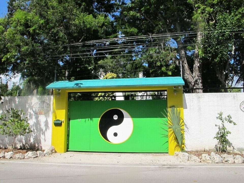 Entry to enclosed parking, electric gate.