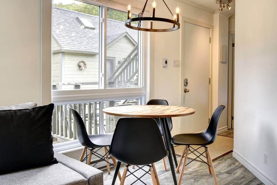 Enjoy meals for four from our window front dining space. 