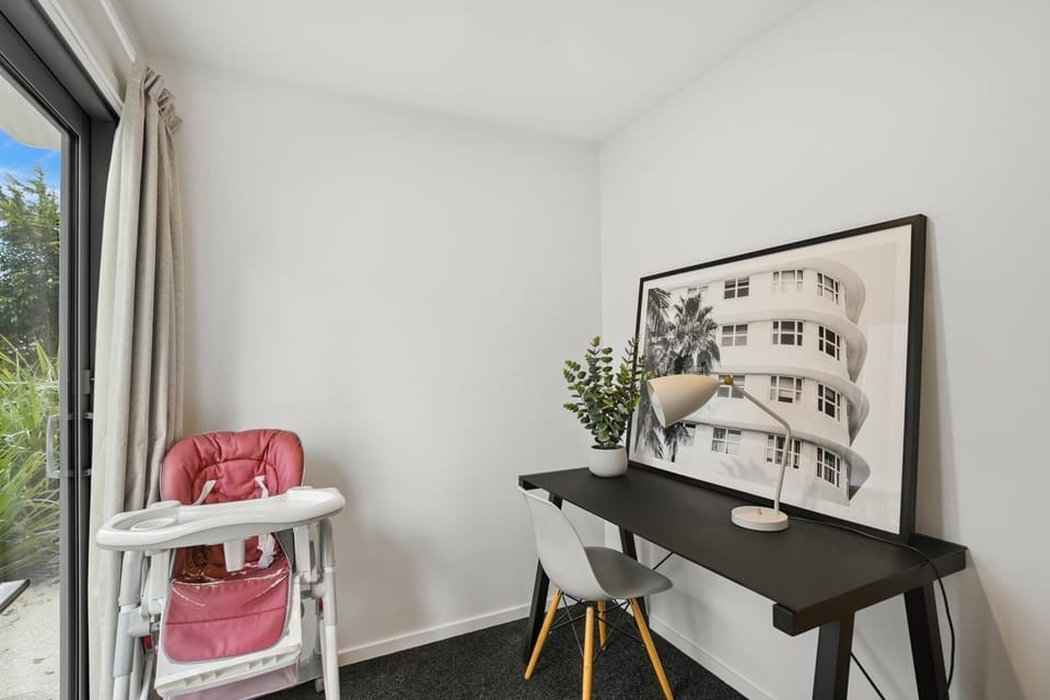 Compact study nook with natural light