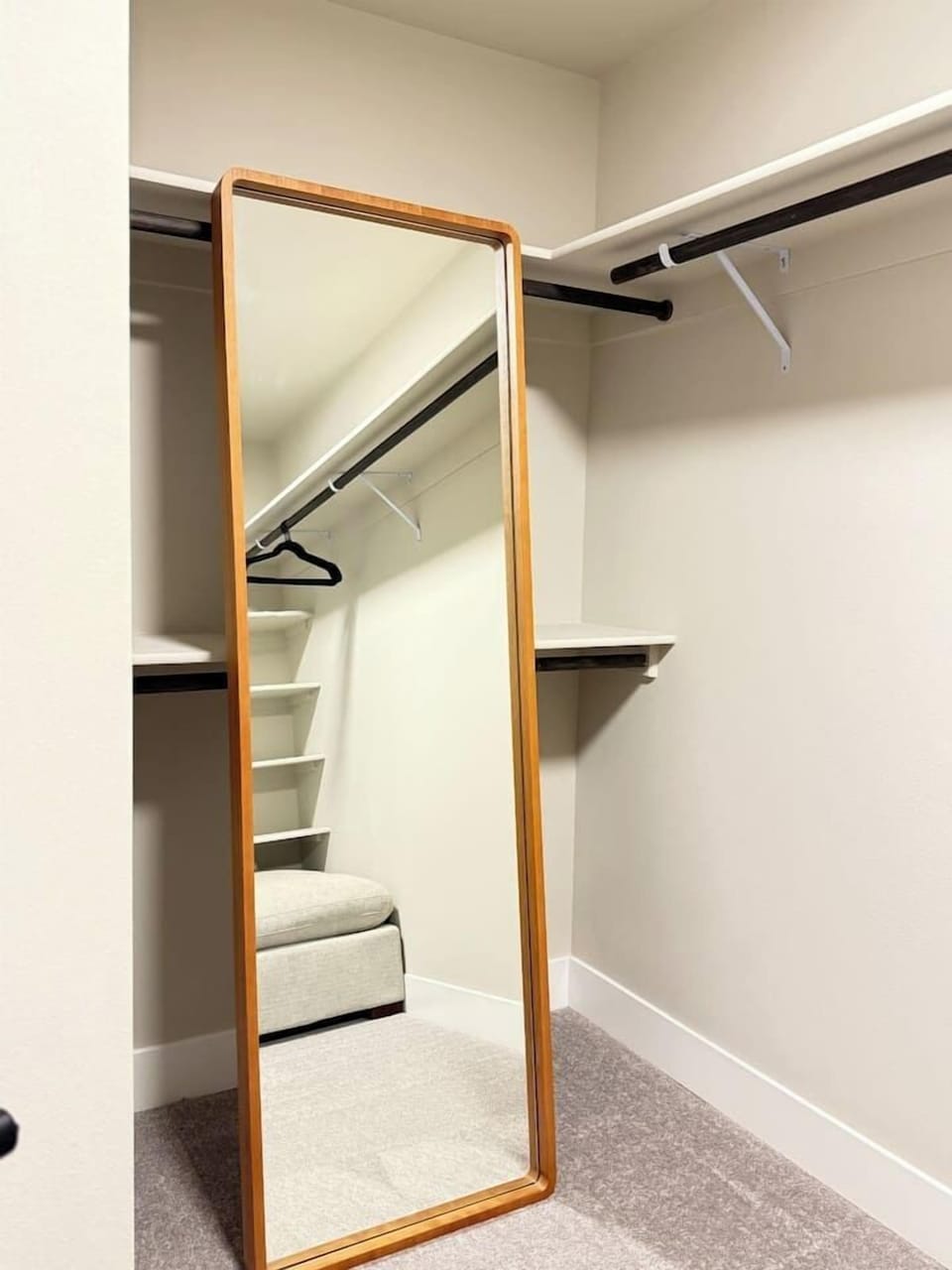 Full length mirror in primary bedroom closet 