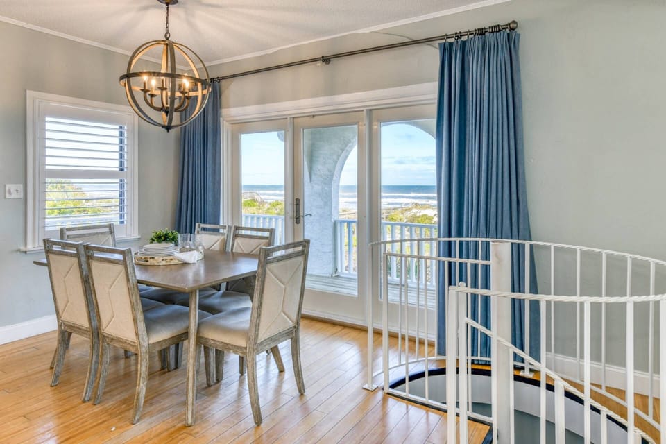 Take the spiral staircase downstairs.