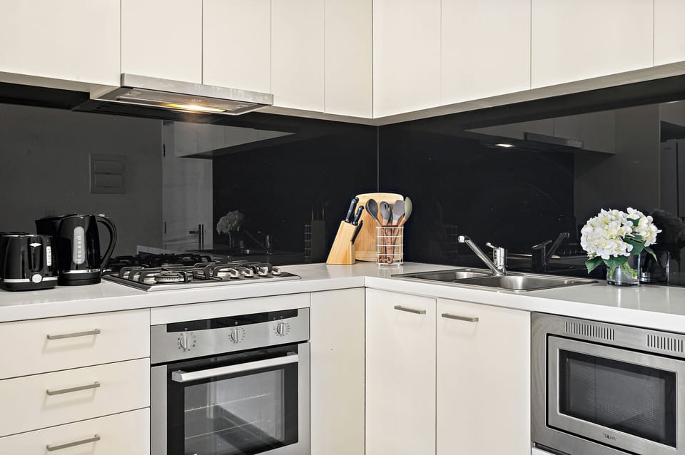 Cook up home-style meals with kettle, utensils, gas stove & full kitchen setup
