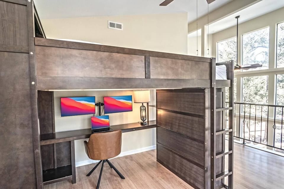 Office area with a Queen Bunk bed