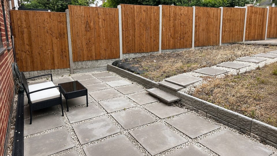 Garden with cosy seating area for relaxation