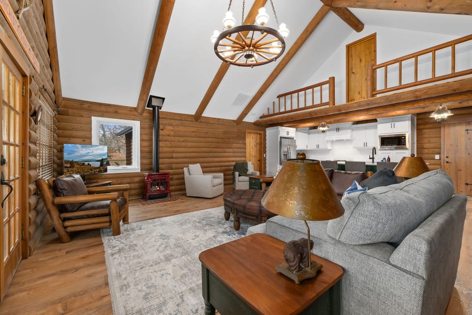 When you first enter our home, you'll be greeted by our open concept living space and kitchen area.