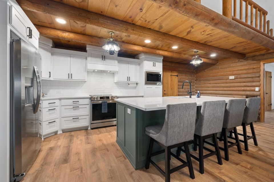 The kitchen is fully stocked to whip up a meal or just a good cup of coffee.