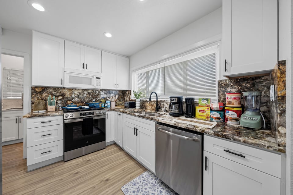 Fully stocked kitchen with all the essentials — ready for home-cooked meals