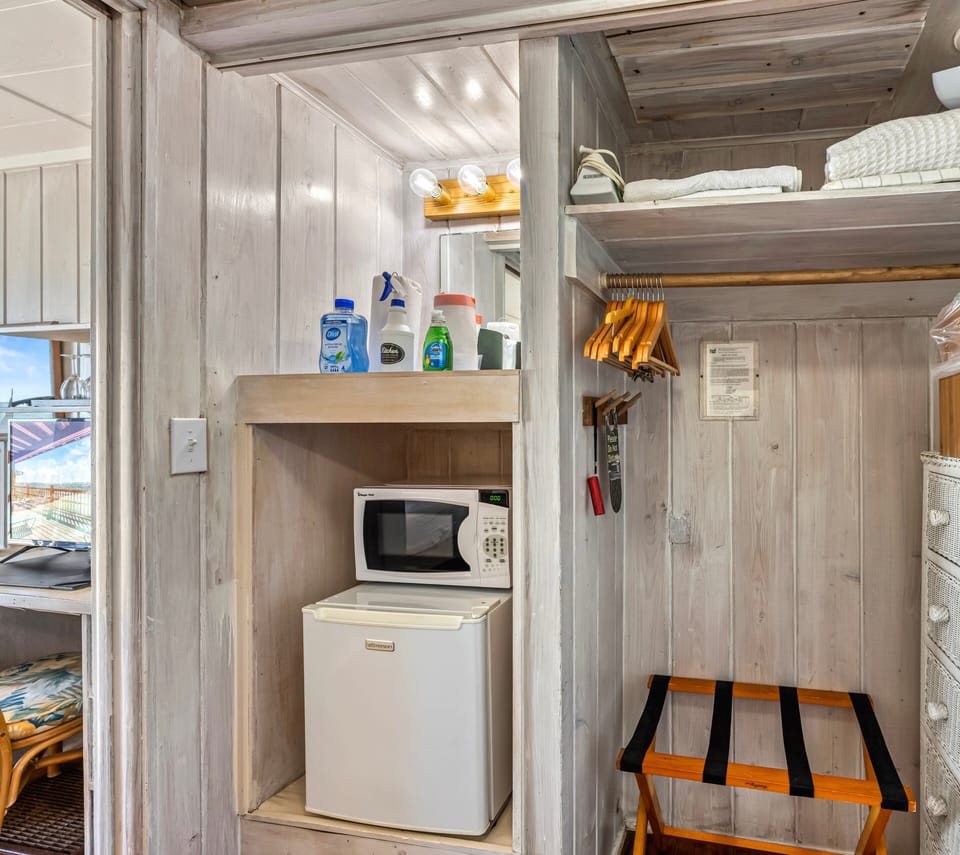 Appliances ready for coffee, snacks, or a quick meal before heading to the beach.